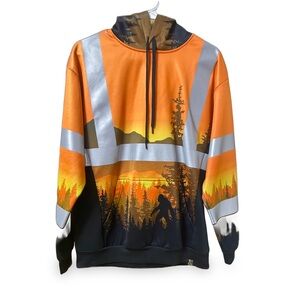 Men’s Orange and Black SS 360 Graphic Hoodie with Reflective Tape